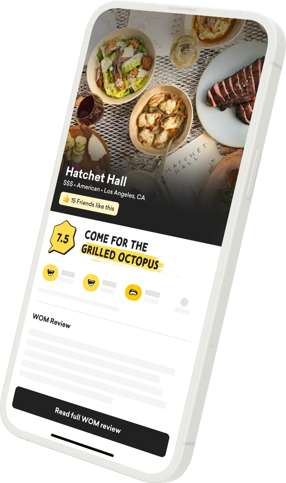 Restaurant page screen
